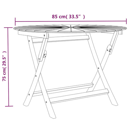 Folding Patio Table Ø 33.5"x29.5" Solid Wood Teak