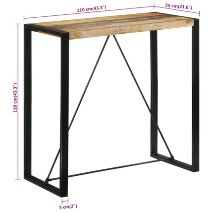 Bar Table 43.3"x21.7"x43.3" Solid Wood Reclaimed