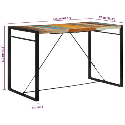 Bar Table 68.9"x35.4"x43.3" Solid Wood Reclaimed