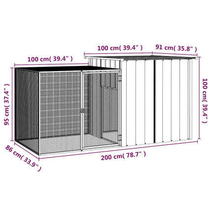 Rabbit Cage Gray 78.7"x35.8"x39.4" Galvanized Steel