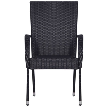 5 Piece Patio Dining Set Black Poly Rattan
