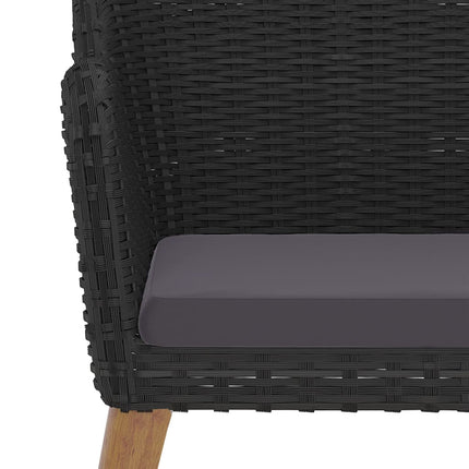 7 Piece Patio Dining Set with Cushions Black