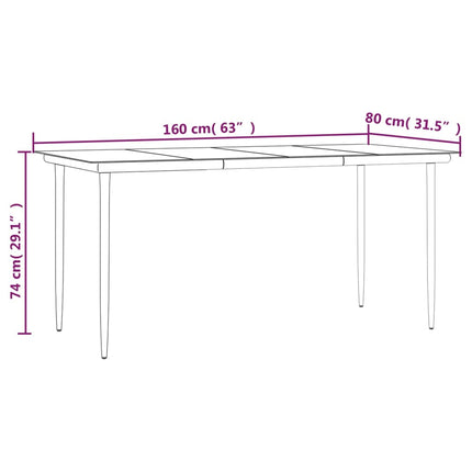 5 Piece Patio Dining Set with Cushions Brown