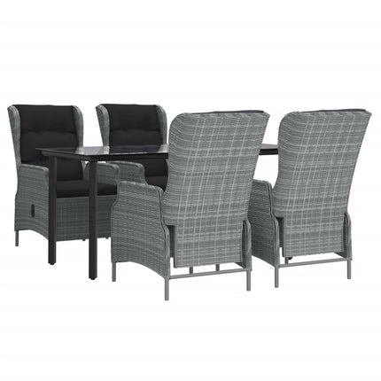5 Piece Patio Dining Set Light Gray Poly Rattan