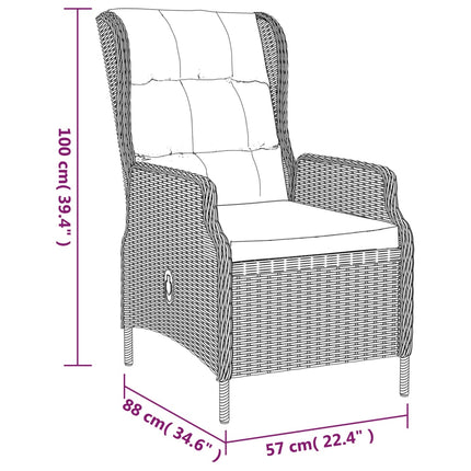 5 Piece Patio Dining Set Light Gray Poly Rattan