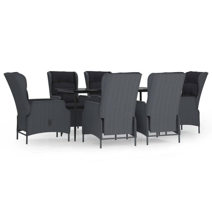 7 Piece Patio Dining Set Dark Gray Poly Rattan