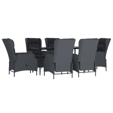7 Piece Patio Dining Set Dark Gray Poly Rattan