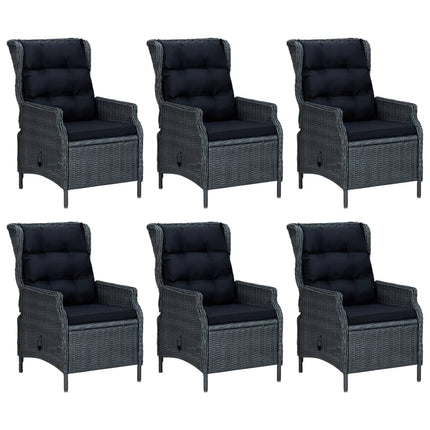 7 Piece Patio Dining Set Dark Gray Poly Rattan