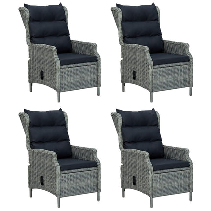 5 Piece Patio Dining Set Light Gray Poly Rattan