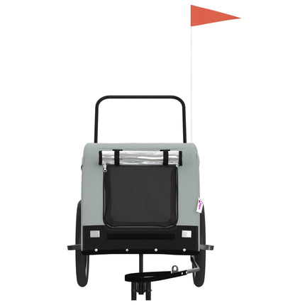 Pet Bike Trailer Gray and Black Oxford Fabric and Iron