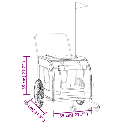 Pet Bike Trailer Gray and Black Oxford Fabric and Iron