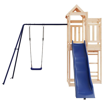 Outdoor Playset Natural Wood Solid Pine Wood Large Durable