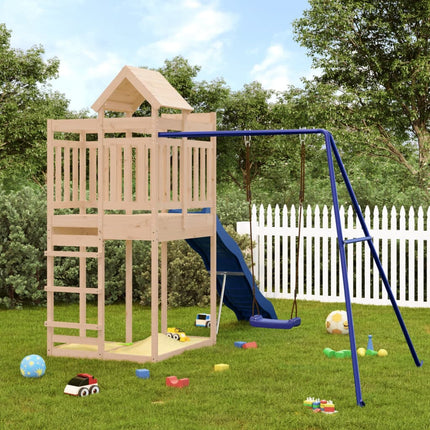 Outdoor Playset Natural Wood Solid Pine Wood Large Durable