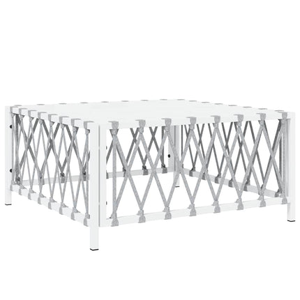 Patio Table White 27.6"x27.6"x13.4" Woven Fabric