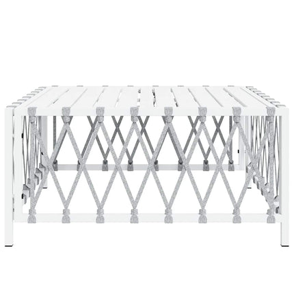 Patio Table White 27.6"x27.6"x13.4" Woven Fabric