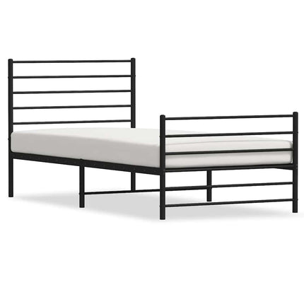 Metal Bed Frame without Mattress with Footboard Black 39.4"x78.7