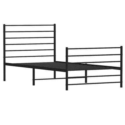 Metal Bed Frame without Mattress with Footboard Black 39.4"x78.7