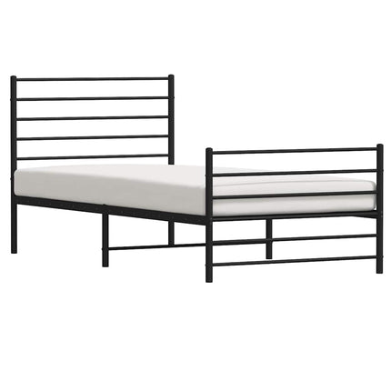 Metal Bed Frame without Mattress with Footboard Black 39.4"x78.7