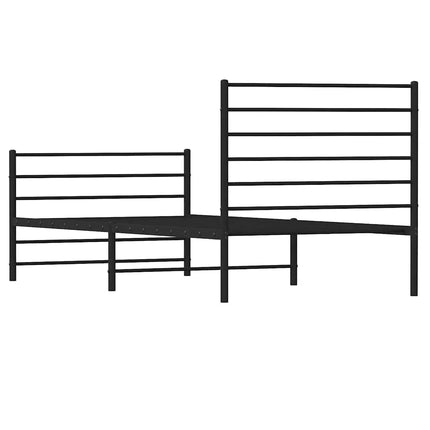 Metal Bed Frame without Mattress with Footboard Black 39.4"x78.7