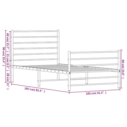 Metal Bed Frame without Mattress with Footboard Black 39.4"x78.7