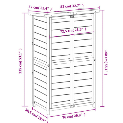 Garden Tool Shed Brown 32.7"x22.4"x55.1" Solid Wood Pine