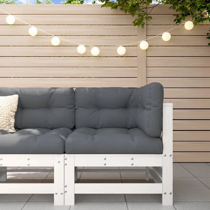 Corner Sofa with Cushions White Solid Wood Pine