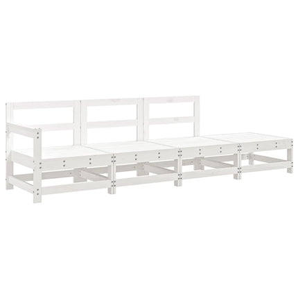 4 Piece Patio Lounge Set White Solid Wood Pine