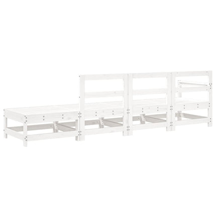 4 Piece Patio Lounge Set White Solid Wood Pine
