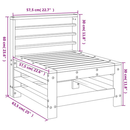 Patio Middle Sofa Solid Wood Pine
