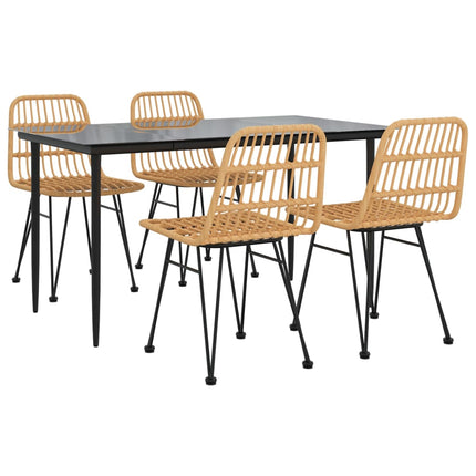 5 Piece Patio Dining Set Poly Rattan