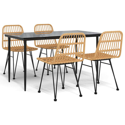 5 Piece Patio Dining Set Poly Rattan