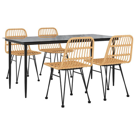 5 Piece Patio Dining Set Poly Rattan