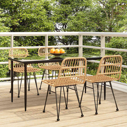 5 Piece Patio Dining Set Poly Rattan