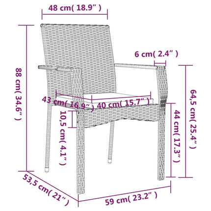 5 Piece Patio Dining Set with Cushions Gray Poly Rattan