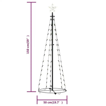 Christmas Cone Tree Warm White 84 LEDs Decoration 19.7"x59.1