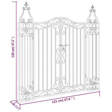 Garden Gate Black 47.6"x3.1"x47.2" Wrought Iron