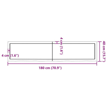 Table Top Light Brown 70.9"x15.7"x(0.8"-1.6") Treated Solid Wood Oak