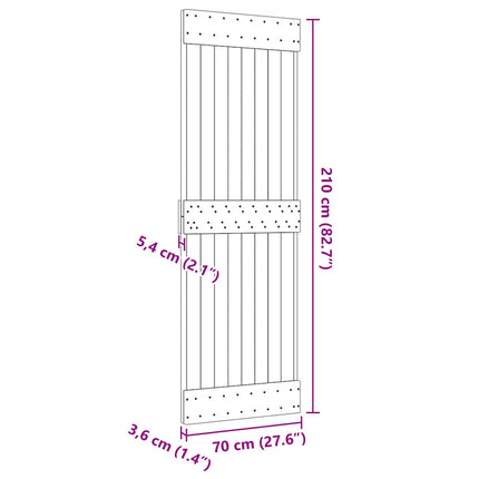 Door NARVIK Natural 27.56 x 82.68 in Solid Pine Wood