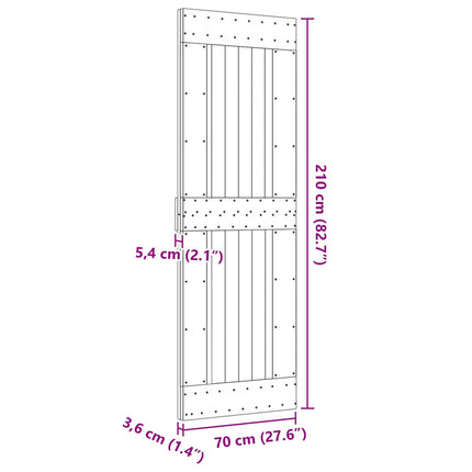 Door NARVIK Natural 27.56 x 82.68 in Solid Pine Wood