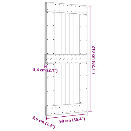 Door NARVIK Natural 35.43 x 82.68 in Solid Pine Wood