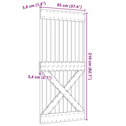 Door NARVIK Natural 37.40 x 82.68 in Solid Pine Wood
