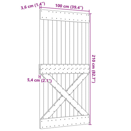 Door NARVIK Natural 39.37 x 82.68 in Solid Pine Wood