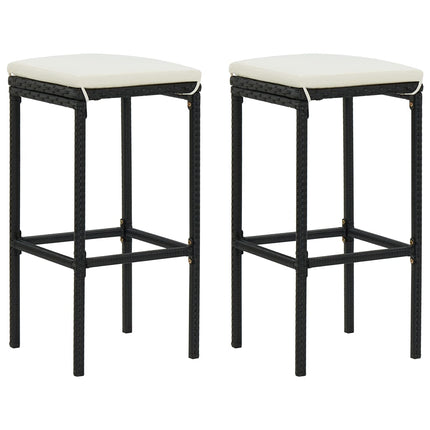 3 Piece Patio Bar Set with Cushions Black Poly Rattan