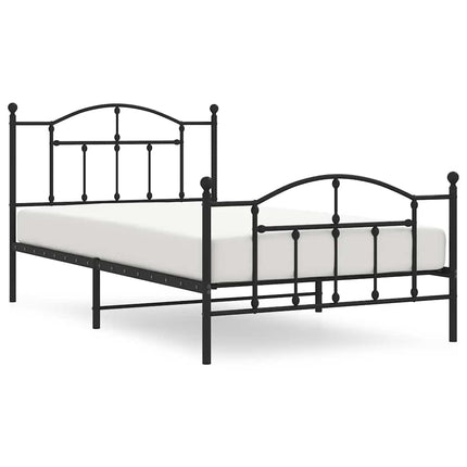 Metal Bed Frame without Mattress with Footboard Black 39.4"x78.7
