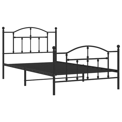 Metal Bed Frame without Mattress with Footboard Black 39.4"x78.7
