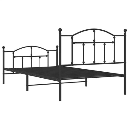 Metal Bed Frame without Mattress with Footboard Black 39.4"x78.7