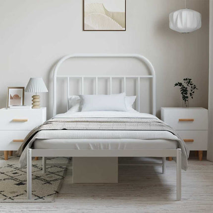 Metal Bed Frame without Mattress with Headboard White 39.4"x78.7