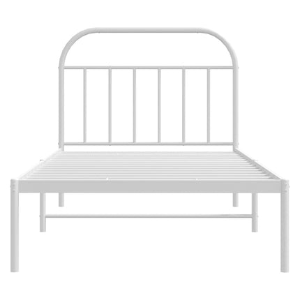 Metal Bed Frame without Mattress with Headboard White 39.4"x78.7