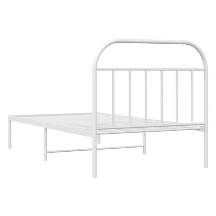 Metal Bed Frame without Mattress with Headboard White 39.4"x78.7