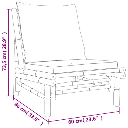 Patio Chairs 2 pcs with Cream White Cushions Bamboo